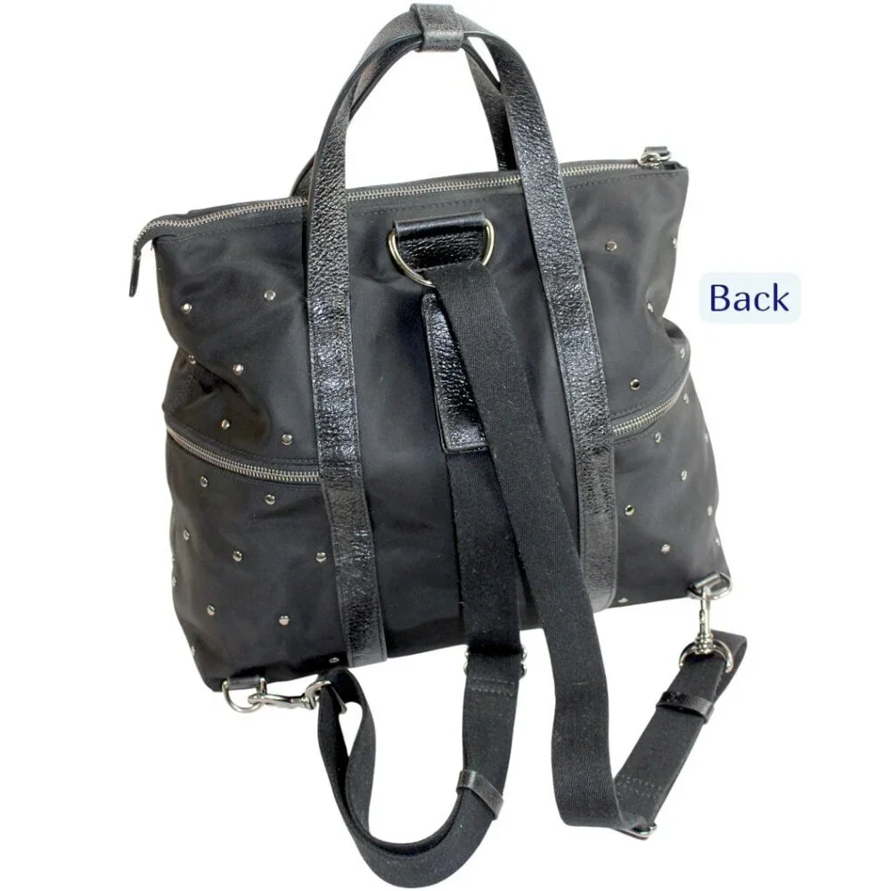 Henri Bendel Jetsetter Large Rare Find Tonal Stud Three Way Convertible Backpack